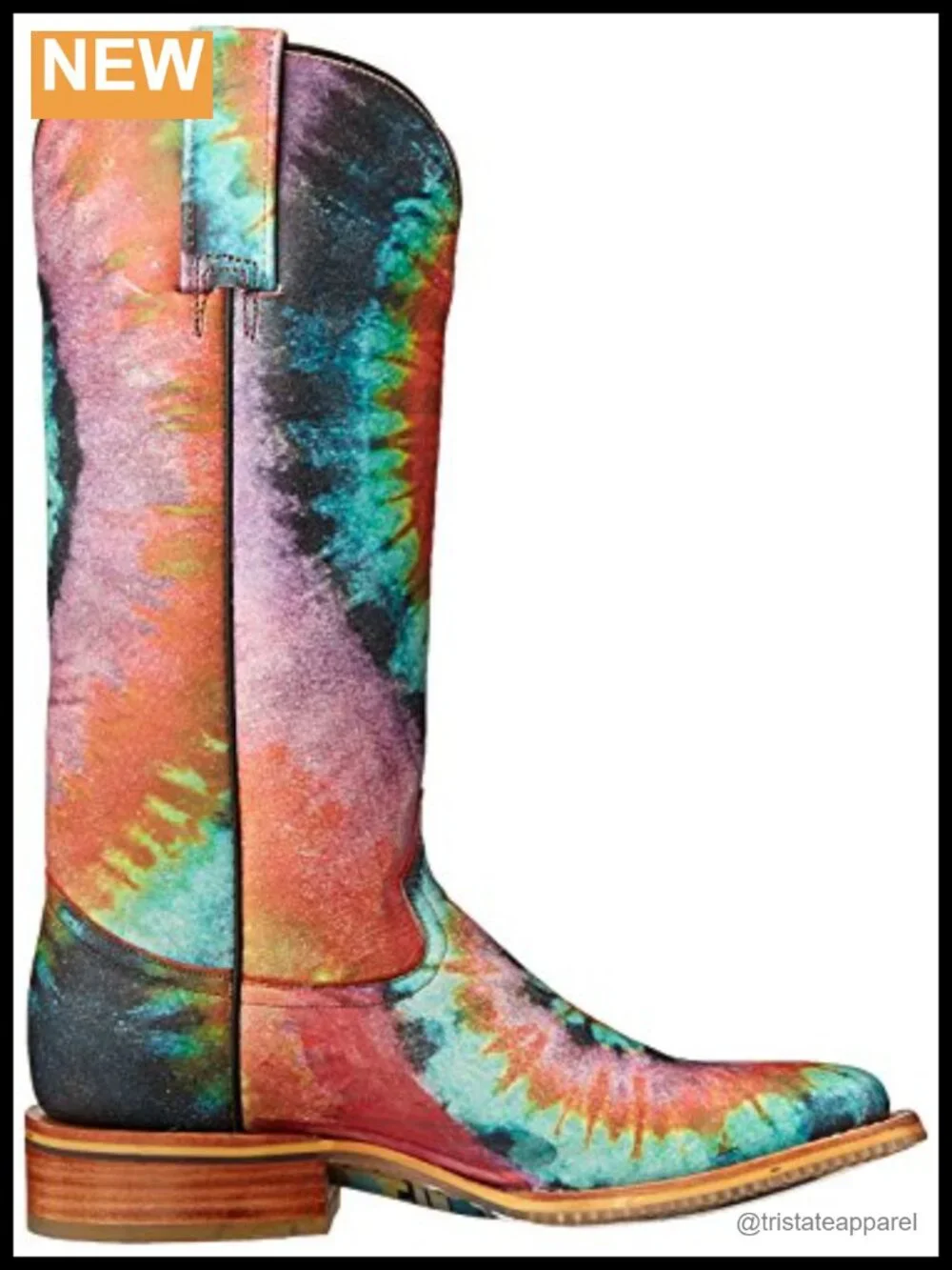 Women's Leather Work Boots - Square Toe - Embroidered - Groovy Style